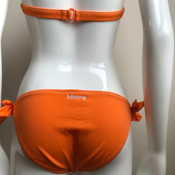 Billabong surf solid orange halter top low rise bikini set - Picture 6 of 8